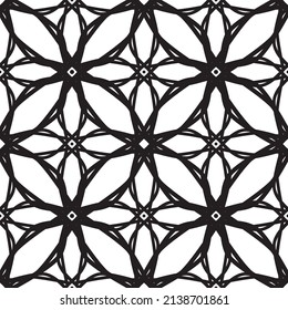 Patrón inmaculado en estilo Art Nouveau.Patrón geométrico complejo.Patrón de líneas finas.Lugar negro delgado sobre un fondo blanco.Patrón de malla.Para la decoración de tejidos, papel, papel pintado y empaque.