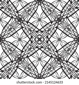 Seamless pattern in art Nouveau style.Complex geometric pattern.A pattern of fine lines.Delicate black lace on a white background.Mesh pattern.For decorating fabric, paper, Wallpaper, and packaging.