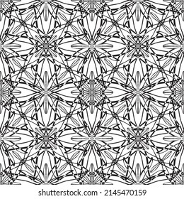 Seamless pattern in art Nouveau style.Complex geometric pattern.A pattern of fine lines.Delicate black lace on a white background.Mesh pattern.For decorating fabric, paper, Wallpaper, and packaging.