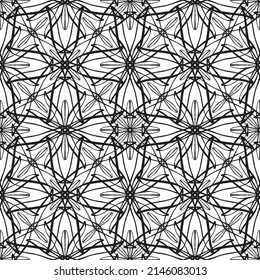 Seamless pattern in art Nouveau style.Complex geometric pattern.A pattern of fine lines.Delicate black lace on a white background.Mesh pattern.For decorating fabric, paper, Wallpaper, and packaging.