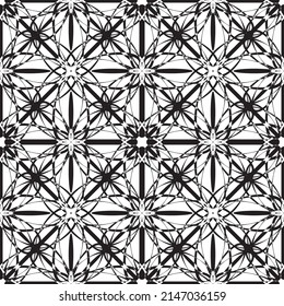 Seamless pattern in art Nouveau style.Complex geometric pattern.A pattern of fine lines.Delicate black lace on a white background.Mesh pattern.For decorating fabric, paper, Wallpaper, and packaging.