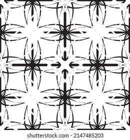 Patrón inmaculado en estilo Art Nouveau.Patrón geométrico complejo.Patrón de líneas finas.Lugar negro delgado sobre un fondo blanco.Patrón de malla.Para la decoración de tejidos, papel, papel pintado y empaque.