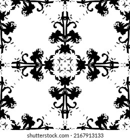 Seamless pattern in art Nouveau style.Complex geometric pattern.A pattern of fine lines.Delicate black lace on a white background.Mesh pattern.For decorating fabric, paper, Wallpaper, and packaging.
