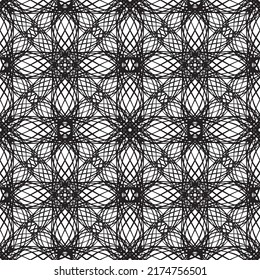 Seamless pattern in art Nouveau style.Complex geometric pattern.A pattern of fine lines.Delicate black lace on a white background.Mesh pattern.For decorating fabric, paper, Wallpaper, and packaging.
