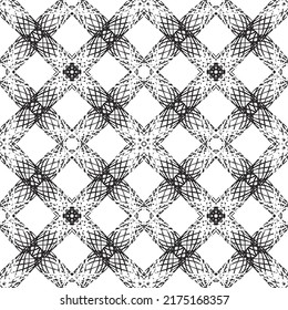 Seamless pattern in art Nouveau style.Complex geometric pattern.A pattern of fine lines.Delicate black lace on a white background.Mesh pattern.For decorating fabric, paper, Wallpaper, and packaging.