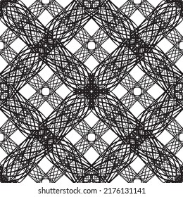 Seamless pattern in art Nouveau style.Complex geometric pattern.A pattern of fine lines.Delicate black lace on a white background.Mesh pattern.For decorating fabric, paper, Wallpaper, and packaging.