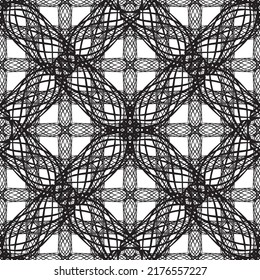 Seamless pattern in art Nouveau style.Complex geometric pattern.A pattern of fine lines.Delicate black lace on a white background.Mesh pattern.For decorating fabric, paper, Wallpaper, and packaging.