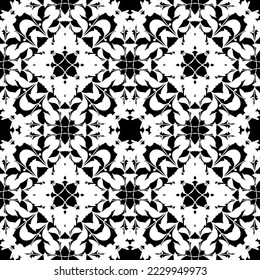 Patrón inmaculado en estilo Art Nouveau.Patrón geométrico complejo.Patrón de malla.Patrón de líneas finas.Ornamento blanco sobre fondo negro.Para la decoración de tela, papel, papel pintado y embalaje.