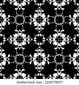 Seamless pattern in art Nouveau style.Complex geometric pattern.Mesh pattern.A pattern of fine lines.White ornament on a black background.For decorating fabric, paper, Wallpaper, and packaging.