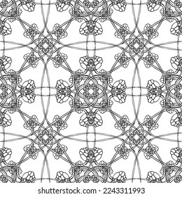 Seamless pattern in art Nouveau style.Complex geometric pattern.A pattern of fine lines.Delicate black lace on a white background.Mesh pattern.For decorating fabric, paper, Wallpaper, and packaging.
