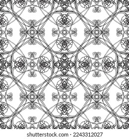 Seamless pattern in art Nouveau style.Complex geometric pattern.A pattern of fine lines.Delicate black lace on a white background.Mesh pattern.For decorating fabric, paper, Wallpaper, and packaging.