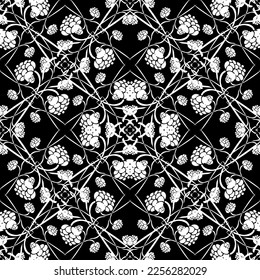 Seamless pattern in art Nouveau style.Complex geometric pattern.Mesh pattern.A pattern of fine lines.White ornament on a black background.For decorating fabric, paper, Wallpaper, and packaging.