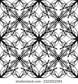 Seamless pattern in art Nouveau style.Complex geometric pattern.A pattern of fine lines.Delicate black lace on a white background.Mesh pattern.For decorating fabric, paper, Wallpaper, and packaging.