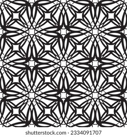 Seamless pattern in art Nouveau style.Complex geometric pattern.A pattern of fine lines.Delicate black lace on a white background.Mesh pattern.For decorating fabric, paper, Wallpaper, and packaging.