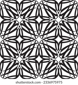 Nahtloses Muster im Jugendstil.Komplexes geometrisches Muster.Ein Muster aus feinen Linien.Zarter schwarzer Spitz auf weißem Hintergrund.Mesh Muster.Für die Dekoration von Stoff, Papier, Tapete und Verpackung.