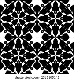 Patrón inmaculado en estilo Art Nouveau.Patrón geométrico complejo.Patrón de líneas finas.Lugar negro delgado sobre un fondo blanco.Patrón de malla.Para la decoración de tejidos, papel, papel pintado y empaque.