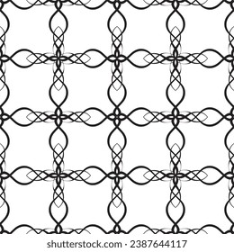 Nahtloses Muster im Jugendstil.Komplexes geometrisches Muster.Ein Muster aus feinen Linien.Zarter schwarzer Spitz auf weißem Hintergrund.Mesh Muster.Für die Dekoration von Stoff, Papier, Tapete und Verpackung.