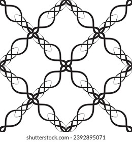 Seamless pattern in art Nouveau style.Complex geometric pattern.A pattern of fine lines.Delicate black lace on a white background.Mesh pattern.For decorating fabric, paper, Wallpaper, and packaging.