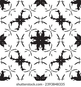 Patrón inmaculado en estilo Art Nouveau.Patrón geométrico complejo.Patrón de líneas finas.Lugar negro delgado sobre un fondo blanco.Patrón de malla.Para la decoración de tejidos, papel, papel pintado y empaque.