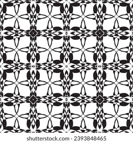 Seamless pattern in art Nouveau style.Complex geometric pattern.A pattern of fine lines.Delicate black lace on a white background.Mesh pattern.For decorating fabric, paper, Wallpaper, and packaging.