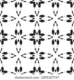 Patrón inmaculado en estilo Art Nouveau.Patrón geométrico complejo.Patrón de líneas finas.Lugar negro delgado sobre un fondo blanco.Patrón de malla.Para la decoración de tejidos, papel, papel pintado y empaque.