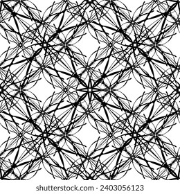Seamless pattern in art Nouveau style.Complex geometric pattern.A pattern of fine lines.Delicate black lace on a white background.Mesh pattern.For decorating fabric, paper, Wallpaper, and packaging.