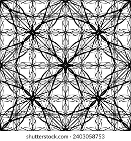 Seamless pattern in art Nouveau style.Complex geometric pattern.A pattern of fine lines.Delicate black lace on a white background.Mesh pattern.For decorating fabric, paper, Wallpaper, and packaging.