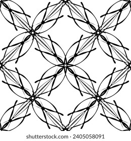 Seamless pattern in art Nouveau style.Complex geometric pattern.A pattern of fine lines.Delicate black lace on a white background.Mesh pattern.For decorating fabric, paper, Wallpaper, and packaging.