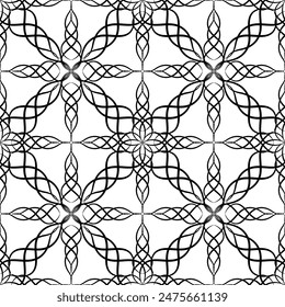 Seamless pattern in art Nouveau style.Complex geometric pattern.A pattern of fine lines.Delicate black lace on a white background.Mesh pattern.For decorating fabric, paper, Wallpaper, and packaging.