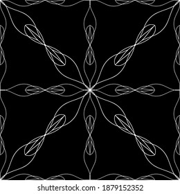 Seamless pattern in art Nouveau style.Mesh pattern. Complex geometric pattern. White pattern on a black background. For decorating fabric, paper, Wallpaper, and packaging.