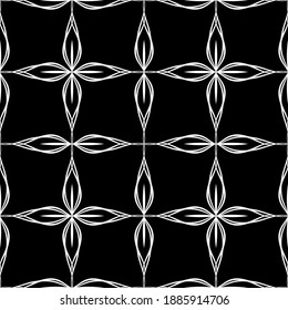 Seamless pattern in art Nouveau style.Mesh pattern. Complex geometric pattern. White pattern on a black background. For decorating fabric, paper, Wallpaper, and packaging.