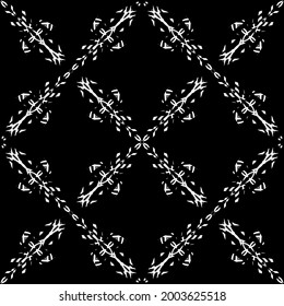 Seamless pattern in art Nouveau style.Mesh pattern. Complex geometric pattern. White pattern on a black background. For decorating fabric, paper, Wallpaper, and packaging.