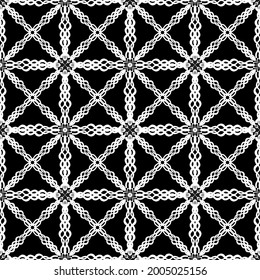 Seamless pattern in art Nouveau style.Mesh pattern. Complex geometric pattern. White pattern on a black background. For decorating fabric, paper, Wallpaper, and packaging.
