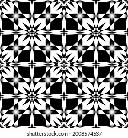 Seamless pattern in art Nouveau style.Mesh pattern. Complex geometric pattern. White pattern on a black background. For decorating fabric, paper, Wallpaper, and packaging.