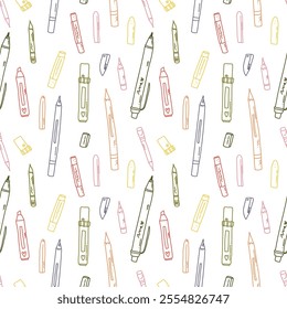 seamless pattern with art supplies, vector background