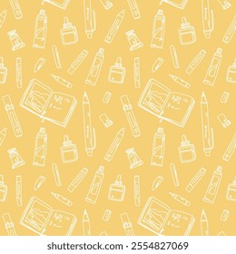 seamless pattern with art supplies, vector background