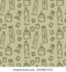 seamless pattern with art supplies, vector background