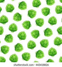 Seamless pattern with a lot of artichoke. Hop background. Isolated on white background. Clipping paths included.
