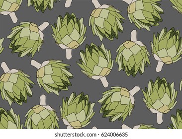Seamless pattern with the artichoke symbol.
