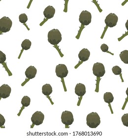 Seamless pattern with artichoke.Farm fresh vegetable Cynara. Vegetarian menu. Perfect design for menu, kitchen, print. Vector doodle illustration.	