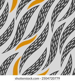 Seamless pattern with artistic black zebra stripes on a light gray background for fashion fabrics, wrapping paper, decorative pillows. Vector.