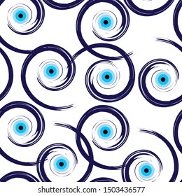 seamless pattern with artistic blue evil eye vector