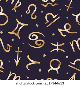 Seamless pattern Artistic and creative representation of zodiac sign symbols designed specifically for astrology enthusiasts. signs, celestial objects, astrology, mystical, space, predict the future