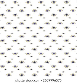 Seamless Pattern of Artistic Eyes on White Background