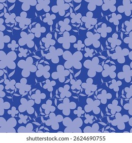 Seamless pattern with artistic meadow, decorative flowers, leaves in rustic style. Floral print, botanical background with pretty hand drawn plants. Elegant design for fabric, wrapping paper. Vector