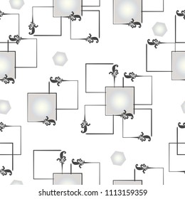 seamless pattern with artistic squares in black and grey colors