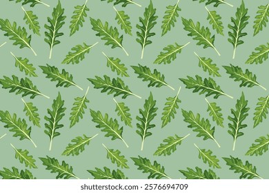 Seamless pattern with arugula leaves. Vector illustration.