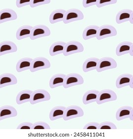 Seamless pattern with Asian cuisine dish daifuku. Template for fabric, textile, wallpaper, paper, packaging. Vector illustration