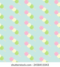 Seamless pattern with Asian cuisine dish dango. Template for fabric, textile, wallpaper, paper, packaging. Vector illustration