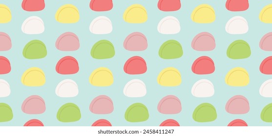 Seamless pattern with Asian cuisine dish Songpyeon. Template for fabric, textile, wallpaper, paper, packaging. Vector illustration